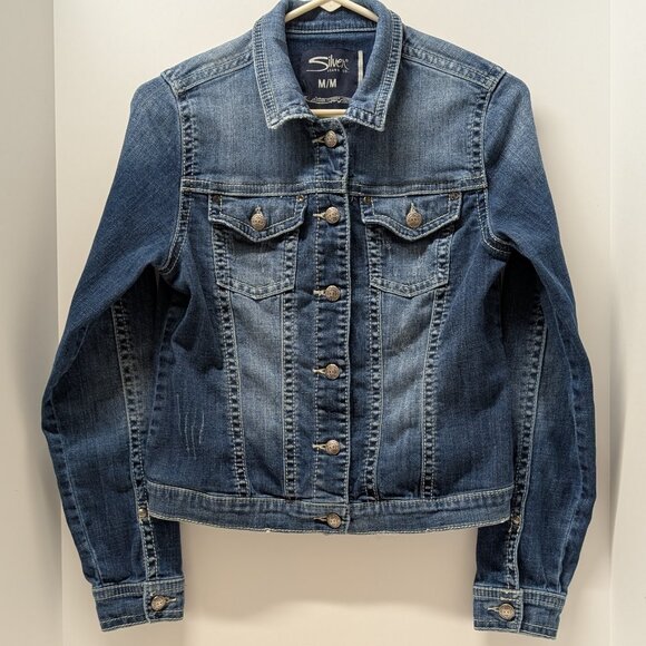 Silver Jeans Co. Distressed Denim Jacket - Picture 1 of 13